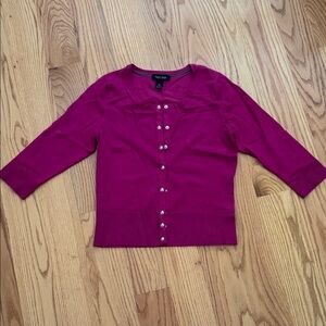 White House Black Market Fuchsia Snap-Front Cardigan Sweater